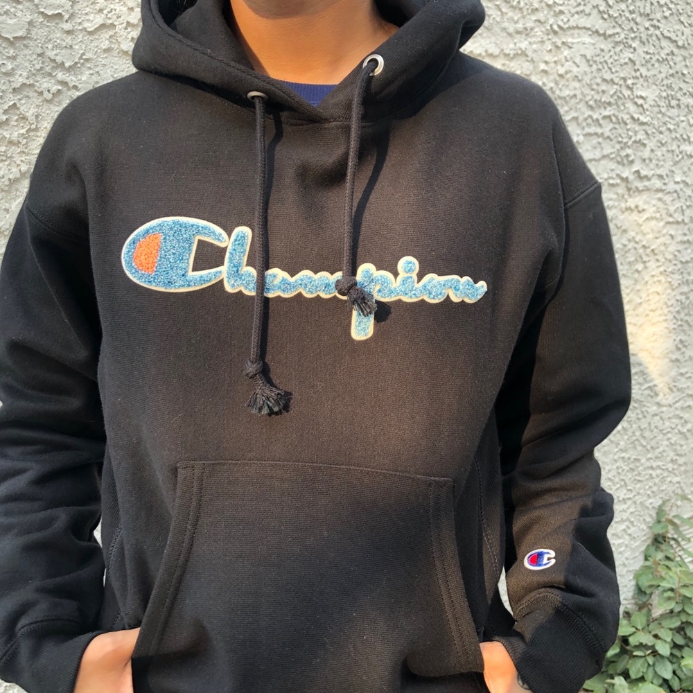 Black Champion Reverse stitch hoodie New size S
